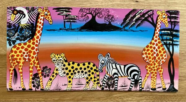 ティンガティンガ　『虹のサバンナ』　アフリカ　ルームプレート　表札