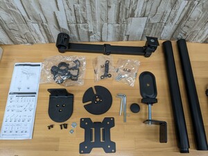 0603u1207　MOUNTUP ロングポール モニターアーム 1画面 32インチまで 耐荷重8kg VESA規格75~100mm グロメット式＆クランプ式 MU3003-07