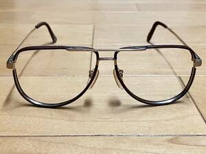 【未使用品】BelleSola vintage 革巻き ティアドッロップ ダブルブリッジ ツーブリッジ メタルフレーム 眼鏡 メガネ めがね