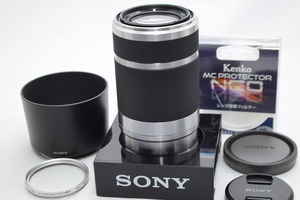 美品★SONY ソニー E 55-210mm F4.5-6.3 OSS SEL55210 シルバー★レンズフード付・おまけ付