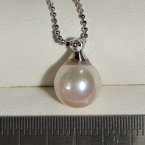 ◆照り艶綺麗 あこや アコヤ 本真珠 約8.5mm珠 一粒パール ボールチェーンネックレス 国産パーツ YH-53の画像8
