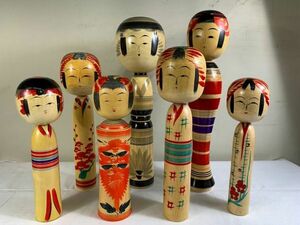 ◆FW137 こけし 7体まとめ 安秋、左京など銘入り含む　工芸　工芸品　日本人形　伝統工芸　伝統工芸品◆E