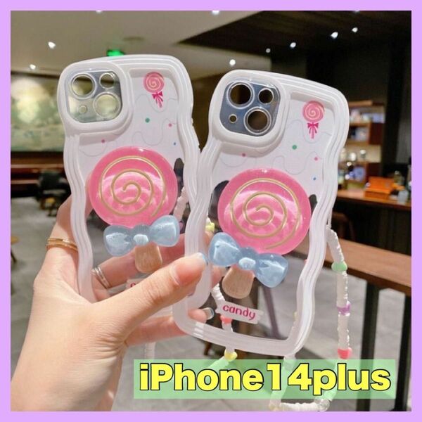 iPhone14plus スマホケース 保護 キャンディー ウェーブ 韓国