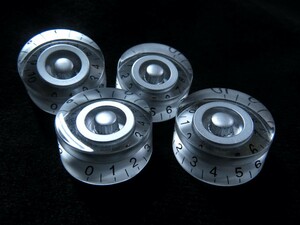 ★Speed knob／スピードノブ Silver/シルバー/銀◆コントロール・ノブ ４個SET ミリサイズ／Gibson レスポールなどに