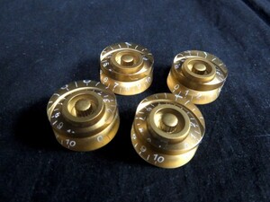 ★Speed knob／スピードノブ Gold/ゴールド/金色◆コントロール・ノブ ４個SET ミリサイズ／Gibson レスポールなどに