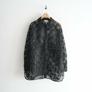 2024SS今季新作 / GANNI ガニー / BLACK RIBBON TULLE RAGLAN SHIRT シャツ 38 / F8651 / 2402-0562