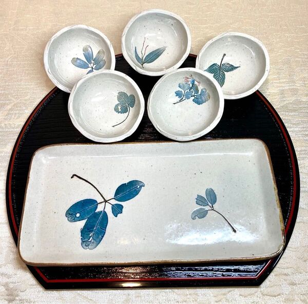 網田焼 蒼土窯 長皿1枚 小鉢5個
