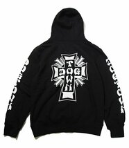 Dogtown Skateboards (ドッグタウン) US パーカー ジップフード Cross Logo Zip Hooded Sweatshirt w/ Sleeveprint Black ブラック (M)_画像1