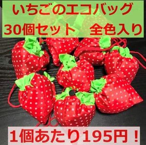 新品★いちご★エコバッグ　30個セット　苺　イチゴ　折りたたみバッグ　収納バッグ 記念品 持ち帰り 卒園 卒業