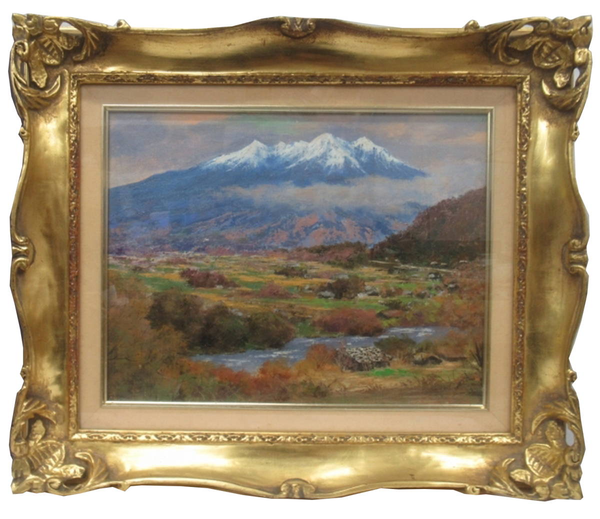 Guaranteed authentic. Kiyoshi Takei, Kiso Ontake and Kaida Plateau, oil painting, F6, luxuriously framed, with matching tatami. Representative director of the Japan Mountain Painters Association. Numerous solo exhibitions., Painting, Oil painting, Nature, Landscape painting