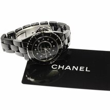 シャネル CHANEL H5701 J12 黒セラミック デイト 12Pダイヤ クォーツ レディース 良品 保証書付き_805062_画像2