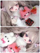 【ぐるぐる】DDH-27 SW肌 ドルフィードリーム MDD Dollfie Dream カスタムヘッド + 碁石アイ2種 + 舌パーツ パテ盛り ※小難あり_画像8