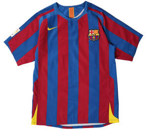 「 05-06 FC Barcelona NIKE Home ユニフォーム ホーム 半袖 バルセロナ 」ナイキ Sサイズ 半袖 スポンサー無し 背番号無し