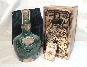 3108[M]箱・巾着袋付♪◆未開栓古酒◆CHIVAS ROYAL SALUTE/21年/シーバス/ローヤル/サルート/スコッチ/ウイスキー/緑/陶器/700ml/40%