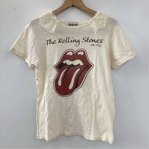 CO■ JOUETIE ジュエティ レディース Tシャツ 半袖 カットソー ベージュ クリーム色 The Rolling Stones フリル ロック系 プリント