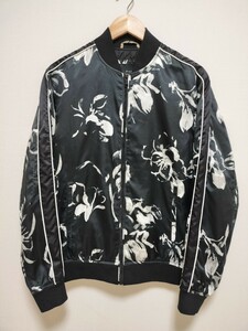 S■ ZARA レディース 花柄 ブルゾン ジャケット サイズ EUR:M USA:M MEX:30 黒 ブラック 総柄 アウター ジャンパー MA-1