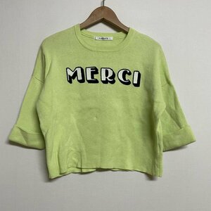 ラディエイト RADIATE MERCI 刺繍ロゴ 七分袖 クルーネックニット 191-719 ライムグリーン ニット、セーター ニット、セーター