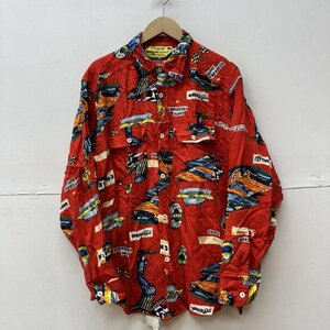 古着 CHIPIE フランス製 レーヨン 長袖 シャツ アメ車 シャツ、ブラウス シャツ、ブラウス M 赤 / レッド
