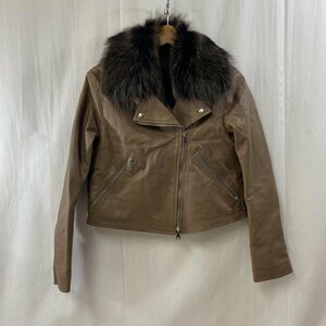 レザー MUSHER/SHEEP LEATHER JACKET/シープレザージャケット/ライダース/ベージュ/ファー付き/02 ジャケット、上着 ジャケット、上着