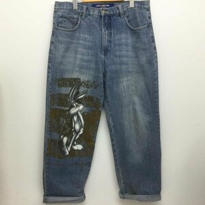 古着 LOT29JEANS ルー二ーテューズ アートプリント 極太ジーンズ デニムパンツ 裾カットオフ パンツ パンツ XL プリント