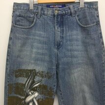 古着 LOT29JEANS ルー二ーテューズ アートプリント 極太ジーンズ デニムパンツ 裾カットオフ パンツ パンツ XL プリント_画像2