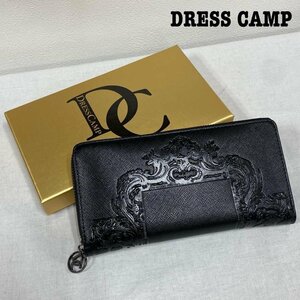 ドレスキャンプ DRESSCAMP エンボス サファイアーノ ラウンドジップ ウォレット 財布 財布 - 黒 / ブラック ロゴ、文字