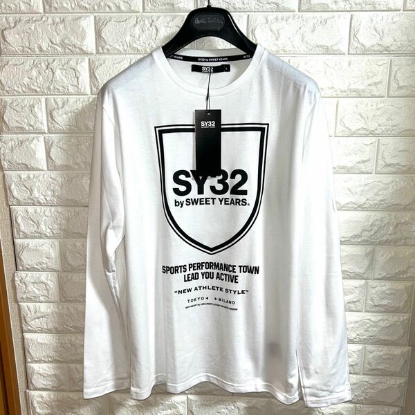 【新品】SY32 bysweetyears／クルーネック ビッグエンブレムロゴ ロンT カットソー Lサイズ