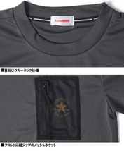【新品】 2L チャコール コンバース(CONVERSE) 半袖 Tシャツ メンズ 大きいサイズ メッシュ ポケット バック ロゴ プリント ドライ 吸汗速_画像8