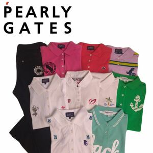 レディース1 福袋 豪華10点 PEARLY GATES ストレッチ 吸水速乾 総柄 半袖ポロシャツ スラックス パーリーゲイツ ゴルフウェア 240306