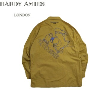 極美品 圧巻 豪華刺繍 HARDY AMIES シルク100% 長袖シャツ ドレスシャツ メンズ ハーディーエイミス ハーディエイミス ラガチエ 240363