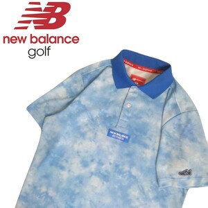 新品同様 new balance golf 吸水速乾 ストレッチ タイダイ染め ボックスロゴ 半袖ポロシャツ メンズ4 ニューバランス ゴルフウェア 240394