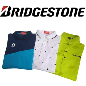 極美 プロ仕様 豪華デザイン3点 BRIDGESTONE TOUR B 吸水速乾 ストレッチ 総柄 半袖ポロシャツ メンズM ブリヂストン ゴルフウェア 2403122