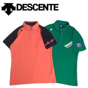 極美品 豪華デザイン2点 最高級 DESCENTE GOLF MOVE SPORT 吸水速乾 ストレッチ 半袖ポロシャツ メンズM デサント ゴルフウェア 2403140