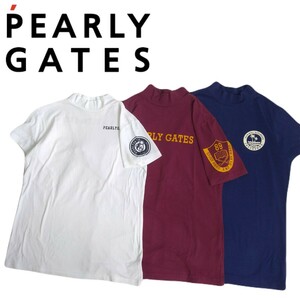 最高級 豪華3点 PEARLY GATES 吸水速乾 ストレッチ 半袖シャツ モックネック インナー レディース2 パーリーゲイツ ゴルフウェア 2403172