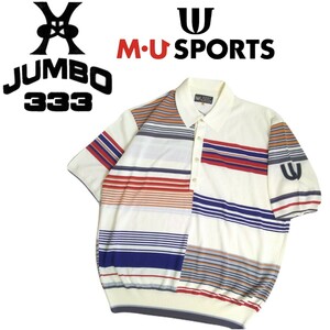 特大 新品同様 JUMBO OZAKI × MU SPORT ニット 半袖ポロシャツ サマーセーター メンズ ジャンボ尾崎 ミエコウエサコ ゴルフウェア 2403180