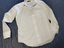 LL寸・新品／日本製・無地ホリゾンタルカラーシャツ●オフホワイト色ドビー_画像5