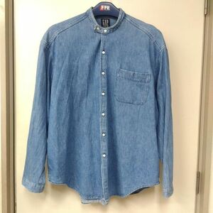 【XL】GAP DENIM ギャップ デニム シャツ 襟なし シャツ マオカラー