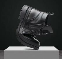 新入荷 秋冬ブーツ メンズ ショートブーツ ワークブーツ ミリタリーブーツ メンズ靴　エンジニアブーツ 作業靴 防滑 ブラック 24.5~27cm_画像5