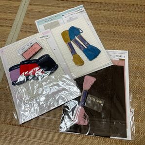 刺し子キット　3点セット　刺し子針　刺し子糸　ティッシュケース　大判ふきん