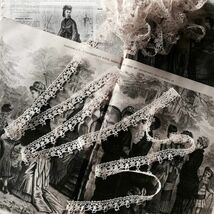 19世紀 フランスアンティーク 2x100cm リネン Le Puy en Velay 蔓薔薇と蜘蛛の巣によるボビンレースb ル・ピュイ ハンドメイド ドール 麻_画像1