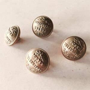  last 1900s France 17mm POSTES ET TLGRAPHES brass button c antique post man PTT postal . company metal metal Vintage brass 