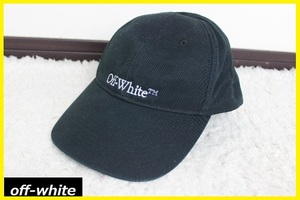 【送料無料】新品オフホワイト（off-white） コットン　ロゴベースボールキャップ　(黒×白：ブラック×ホワイト）　PERMANENT