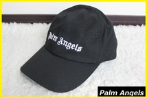 【送料無料】新品パームエンジェルス（Palm Angels） コットン　ロゴベースボールキャップ　(黒×白：ブラック×ホワイト）　ロゴキャップ_画像1