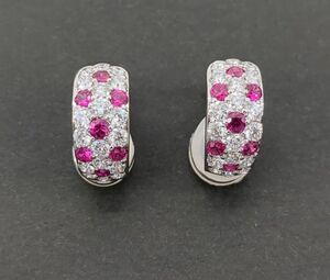 ミキモト イヤリング K18WG ダイヤモンド 0.55ct ルビー 0.3ct ケース付 MIKIMOTO 5g 750◆3107/SBS通り店