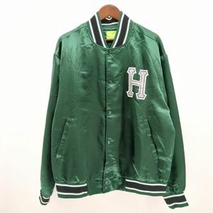 ハフ　22Fモデル　JK00372　スタジャン　クラッカージャケット　グリーン　SIZE L　CRACKERJACK SATIN BASEBALL JACKET　HUF ◆3109/宮竹店