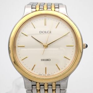 セイコー　DOLCE　5E31-6B60　クォーツ　SS　メタル　アイボリー　メンズ　腕時計　SEIKO　中古　◆3114/高洲店