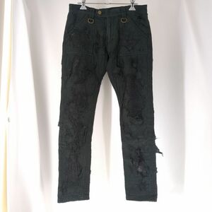 ブラックミーンズ　パンツ　サイズ2　クラッシュダメージ加工　ブラック　メンズ　945-72GP20-16　blackmeans　古着　中古　◆3114/高洲店