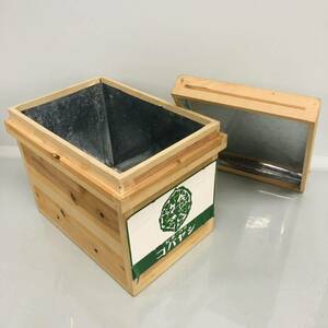 T■ 茶箱 お茶 / のり コバヤシ 木箱 収納箱 木製 昭和レトロ アルミ張り ボックス 防湿効果 W42.5×D29.5×H33.5cm 中古品 現状品