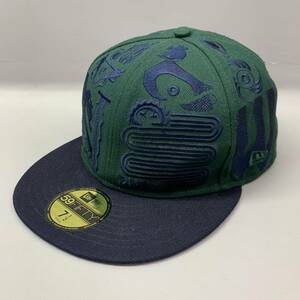 Y■① NEW ERA ニューエラ ERIC ELMS エリック・エルムズ アートワーク キャップ 7 1/2 59.6㎝ ダークグリーン 刺繍 59FIFTY 帽子 