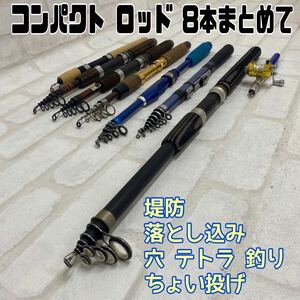 MK■釣竿 8本 まとめて ちょい投げ 堤防 穴 テトラ 落とし込み 海 ペンロッド リール コンパクト フィッシング 釣り 道具 釣具 折れ無 中古